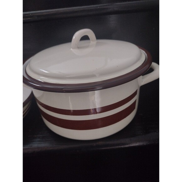 Vintage Enamel 3 PCs Pot Set - Picture 2 of 7